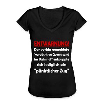 Lustiger Bahnhof Spruch Eisenbahn Zug Zu Spät - Frauen Vintage T-Shirt - Schwarz - Vorne - Danielle (179cm)