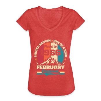 Légende vivante depuis février 1966 - T-shirt vintage Femme - rouge chiné - Devant - Danielle (179cm)
