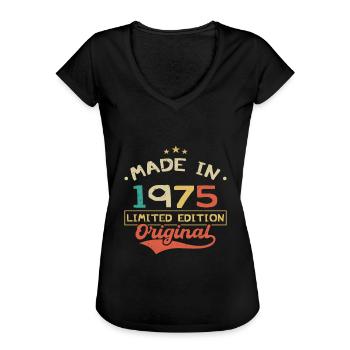 Made in 1975 | Limited Edition 1975 | Original - T-shirt vintage Femme - noir - Devant - Danielle (179cm)