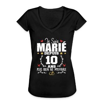 Je Suis Marié Depuis 10 Ans, Cadeau 10 Ans Mariage - T-shirt vintage Femme - noir - Devant