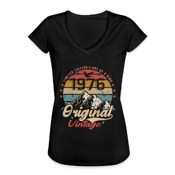 Original Vintage 1976 limitierte Auflage 1976 - Frauen Vintage T-Shirt - Schwarz - Vorne - Danielle (179cm)