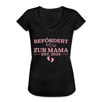 Mama 2024 Werdende Mutter Babyparty - Frauen Vintage T-Shirt - Schwarz - Vorne - Danielle (179cm)