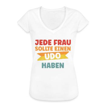 Jede Frau sollte einen Udo haben - Frauen Vintage T-Shirt - Schwarz - Vorne - Danielle (179cm)
