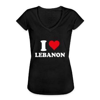 I Love Liban Coeur Cadeau Libanais Libanaise - T-shirt vintage Femme - noir - Devant - Danielle (179cm)