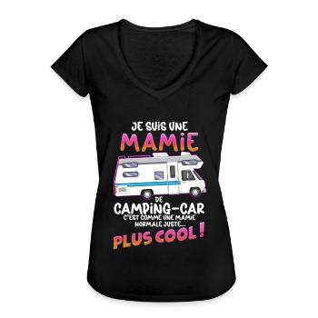 Mamie Camping-car Pour Maman Retraitée Cool - T-shirt vintage Femme - noir - Devant - Danielle (179cm)