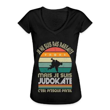 Je ne suis pas parfaite mais je suis judokate - T-shirt vintage Femme - noir - Devant - Danielle (179cm)