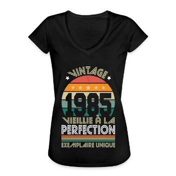 Anniversaire 40 ans - Vintage 1985 - Perfection - T-shirt vintage Femme - noir - Devant - Danielle (179cm)
