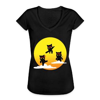 Ninja cats - Women's Vintage T-Shirt - black - Front - Danielle (179cm)