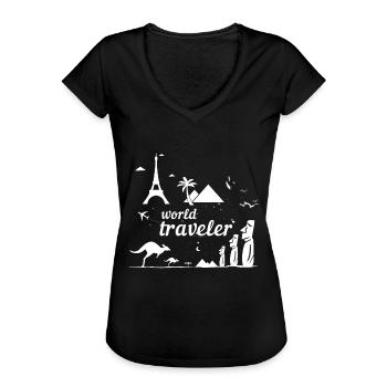 Weltreise - Frauen Vintage T-Shirt - Schwarz - Vorne - Danielle (179cm)