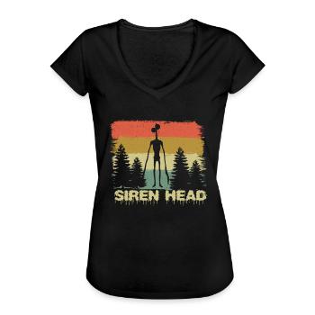 Siren Head Mysterious Creature Creepy Halloween - Frauen Vintage T-Shirt - Schwarz - Vorne - Danielle (179cm)