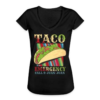 Retro Vintage Mexican Food Call Taco - Frauen Vintage T-Shirt - Schwarz - Vorne - Danielle (179cm)