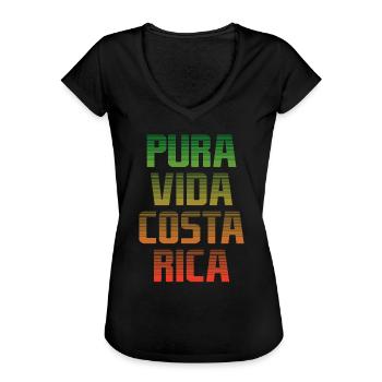 Pura Vida Animaux Tropicaux Au Costa Rica Souvenir - T-shirt vintage Femme - noir - Devant - Danielle (179cm)