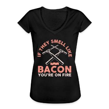 Smell Like Bacon Welder Welding Gift - Women's Vintage T-Shirt - black - Front - Danielle (179cm)