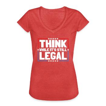 Penser tant qu’il s’agit encore d’une pensée critique légale - T-shirt vintage Femme - rouge chiné - Devant - Danielle (179cm)