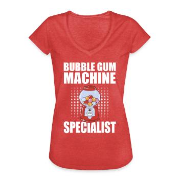 Spécialiste de la machine à chewing-gum - T-shirt vintage Femme - rouge chiné - Devant - Danielle (179cm)