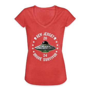 Drohnen-Überlebender aus New Jersey | NJ Drohnen Außerirdische UAPs - Frauen Vintage T-Shirt - Rot meliert - Vorne - Danielle (179cm)