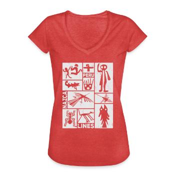 Nazca Lines | Ancient Astronaut Peru Geoglyphs - Women's Vintage T-Shirt - heather red - Front - Danielle (179cm)