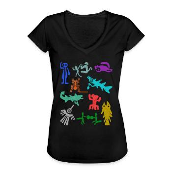 Nazca Lines | Ancient Astronaut Peru Geoglyphs - Women's Vintage T-Shirt - black - Front - Danielle (179cm)