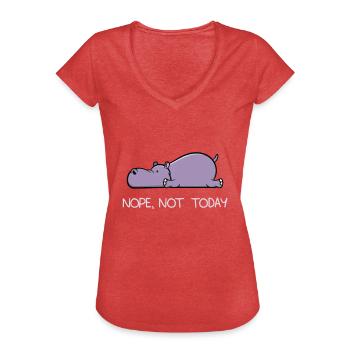 Funny lazy Hippo Nile Horse Nope gift - Women's Vintage T-Shirt - heather red - Front - Danielle (179cm)