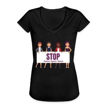 Tshirt Stoppt häusliche Gewalt gegen Frauen - Frauen Vintage T-Shirt - Schwarz - Vorne - Danielle (179cm)