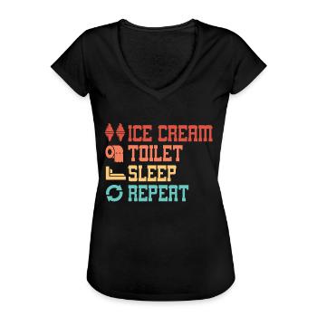 Cream Toilet Sleep Repeat No Dairy Nutrition - Women's Vintage T-Shirt - black - Front - Danielle (179cm)