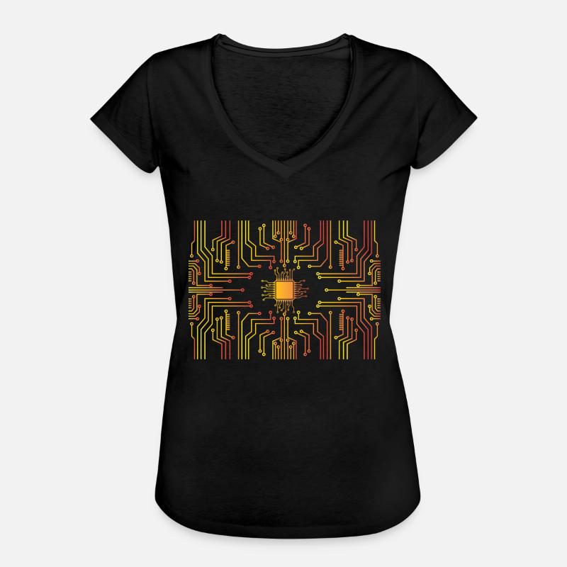 Circuit board core CPU heart pc coder geek - Women's Vintage T-Shirt - black