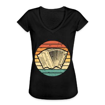 Retro Ziehharmonika, Steirische Harmonika Quetschn - Frauen Vintage T-Shirt - Schwarz - Vorne - Danielle (179cm)