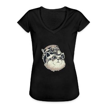 steampunk Cat - T-shirt vintage Femme - noir - Devant - Danielle (179cm)