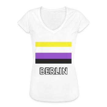Nicht-binäre Pride Flagge Berlin - Frauen Vintage T-Shirt - Schwarz - Vorne - Danielle (179cm)