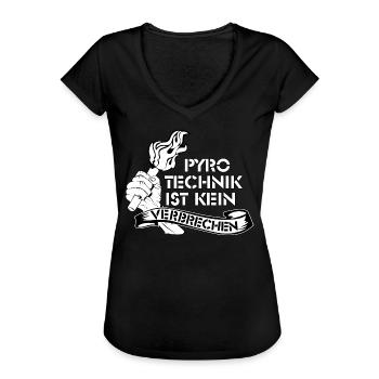 Pyro Technik ist kein Verbrechen - Frauen Vintage T-Shirt - Schwarz - Vorne - Danielle (179cm)