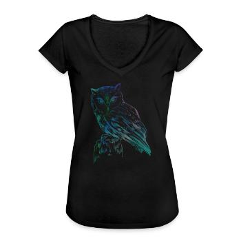 Eule - Frauen Vintage T-Shirt - Schwarz - Vorne - Danielle (179cm)