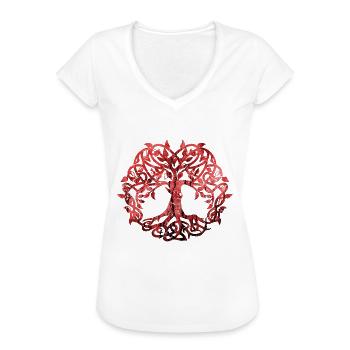 Yggdrasil Wikinger Lebensbaum - Frauen Vintage T-Shirt - Schwarz - Vorne - Danielle (179cm)