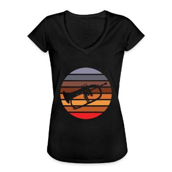 Fluegelhorn Cornett Musikprobe Blasmusik - Frauen Vintage T-Shirt - Schwarz - Vorne