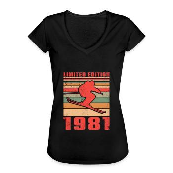 Ski Sports d’hiver Anniversaire du skieur 1981 - T-shirt vintage Femme - noir - Devant - Danielle (179cm)