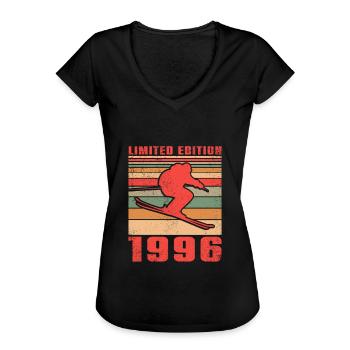 Ski Biathlon Skieur Sports d’hiver Anniversaire 1996 - T-shirt vintage Femme - noir - Devant - Danielle (179cm)