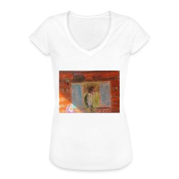 Der Junge am Fenster - Frauen Vintage T-Shirt - Schwarz - Vorne - Danielle (179cm)