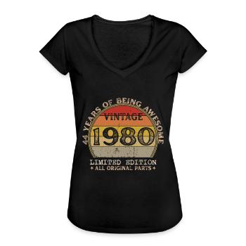 Jahrgang 1980 - Jahrgang 1980 Retro Geburtstag - Frauen Vintage T-Shirt - Schwarz - Vorne