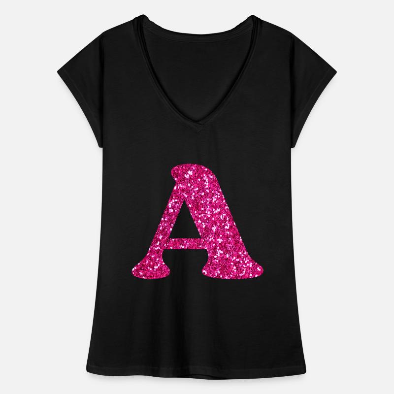 Buchstabe A Rosa Glitzer Frauen Vintage T-Shirt