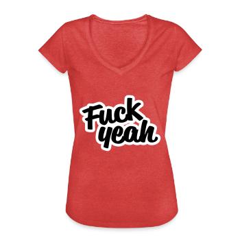 Fuck Yeah - Frauen Vintage T-Shirt - Rot meliert - Vorne - Danielle (179cm)