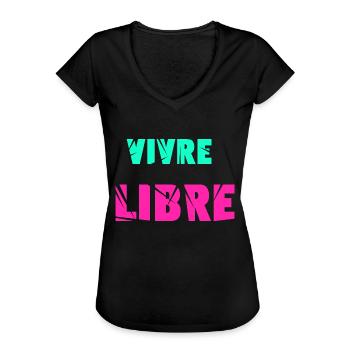 Vivre libre - T-shirt vintage Femme - noir - Devant - Danielle (179cm)