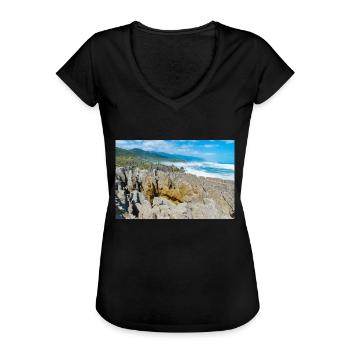 Punakaiki Pancake Rocks coastline Paparoa New Zeal - Frauen Vintage T-Shirt - Schwarz - Vorne - Danielle (179cm)