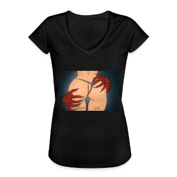 Daddy s Girl Devils Hands naked girl rock n Roll - Frauen Vintage T-Shirt - Schwarz - Vorne - Danielle (179cm)