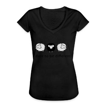 brebis noire - T-shirt vintage Femme - noir - Devant - Danielle (179cm)