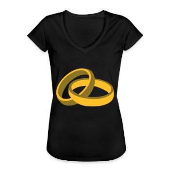 Ringe - Frauen Vintage T-Shirt - Schwarz - Vorne - Danielle (179cm)
