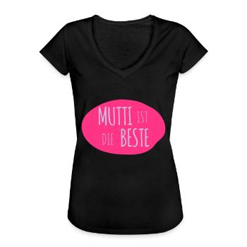 Mutti ist die Beste 2c - Frauen Vintage T-Shirt - Schwarz - Vorne - Danielle (179cm)