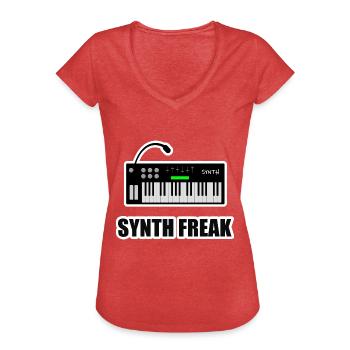 Synth Freak Keyboardist Musician Music Design - Vrouwen Vintage T-shirt - rood gemêleerd - Voor - Danielle (179cm)