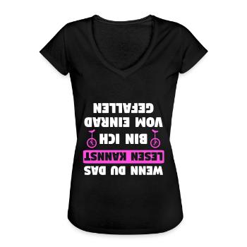 Einrad Einräder Einradfahrer Unicycle Geschenk - Frauen Vintage T-Shirt - Schwarz - Vorne