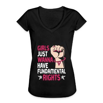 Girls Just Wanna Have Fundamental Rights - - Frauen Vintage T-Shirt - Schwarz - Vorne - Danielle (179cm)