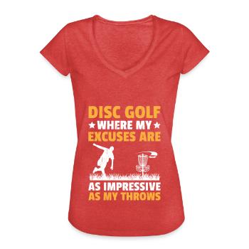 Disc Golf Player Disc Golfer Frisbee Player Par Pu - T-shirt vintage Femme - rouge chiné - Devant - Danielle (179cm)