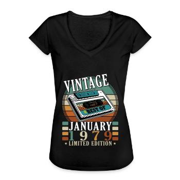 Januar 1979. Januar 1979 Geburtstagsgeschenk. - Frauen Vintage T-Shirt - Schwarz - Vorne